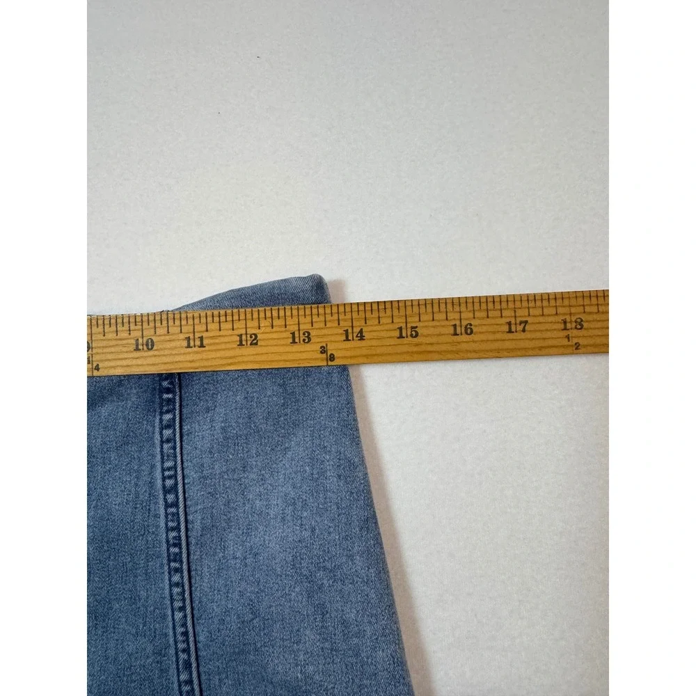 Boho Free People Denim Mini Skirt Womens 8 Blue Medium Wash‎ Seamed Back Zip